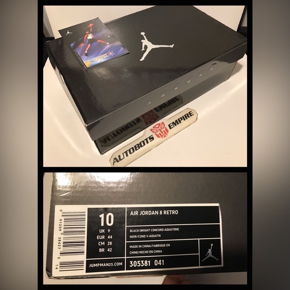 Vintage 2007 NIKE AIR JORDAN 8 VIII AQUA Sz 10 RECIEPT Supreme Sb I IV V VI XI X main image 2
